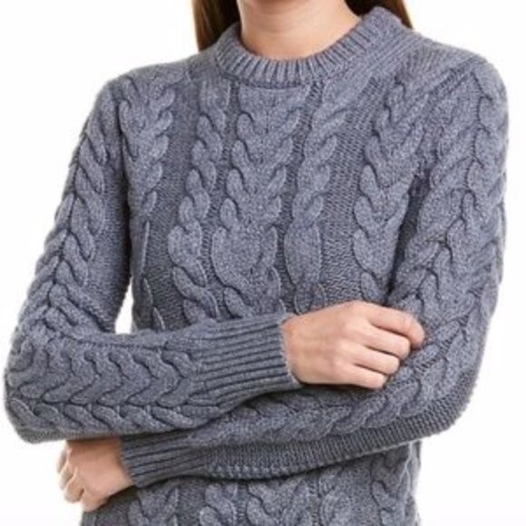 NEW! THEORY Twisting Cable Blue Wool-Blend Sweater -  M - $595.00 - Picture 6 of 6